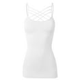 thumbnail image 2 of URBAN DAIZY Women's Seamless Triple Criss Cross Front Cami Top Lattice Strappy Tank Spaghetti Strap Camisole Undershirt A33_6660 White 2X/3X, 2 of 7