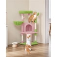 thumbnail image 2 of Yaheetech 42" Height Cactus Cat Tree with Scratching Posts, Basket & Ladder, Pink/Green, 2 of 7