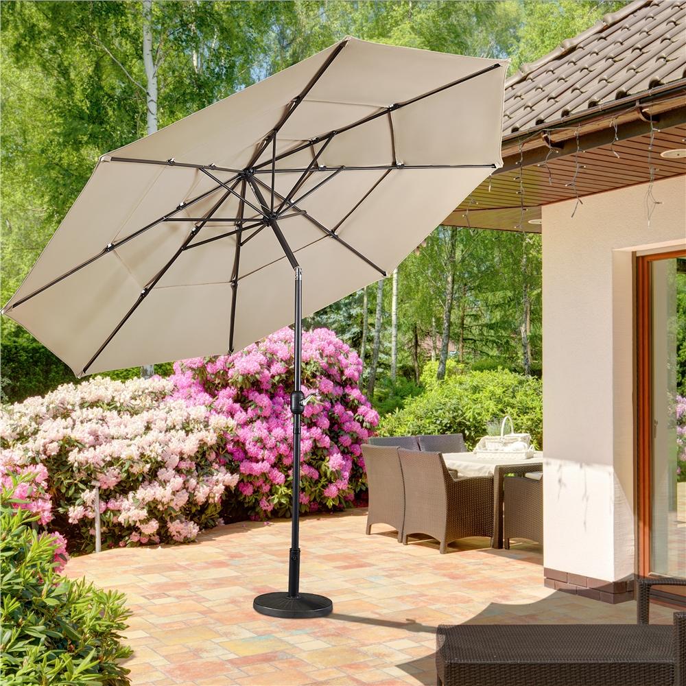 Renwick 10ft Outdoor Vented Table Umbrella with 8 Sturdy Ribs, Tan