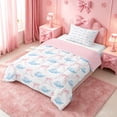 thumbnail image 2 of meiyoeat cute Seashell Bow Twin Comforter Sets,Watercolor Coastal Style Bedding Set,Pink Reversible,2 Pieces,1 Comforter and 1 Pillowcase, 2 of 7