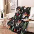 thumbnail image 2 of Black Christmas Gnome and Gift Pattern Round Blanket,Comfortable Soft Flannel Throw Blanket,All Season,Warm Lightweight Blankets for Sofa Bed Couch Living Room Chair 47"x47", 2 of 5
