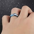 thumbnail image 3 of Guodhu Women's & Men's Stainless Steel Sandblast Lucky Rings for Couples Blue Wedding Band for Him or Her, 3 of 4