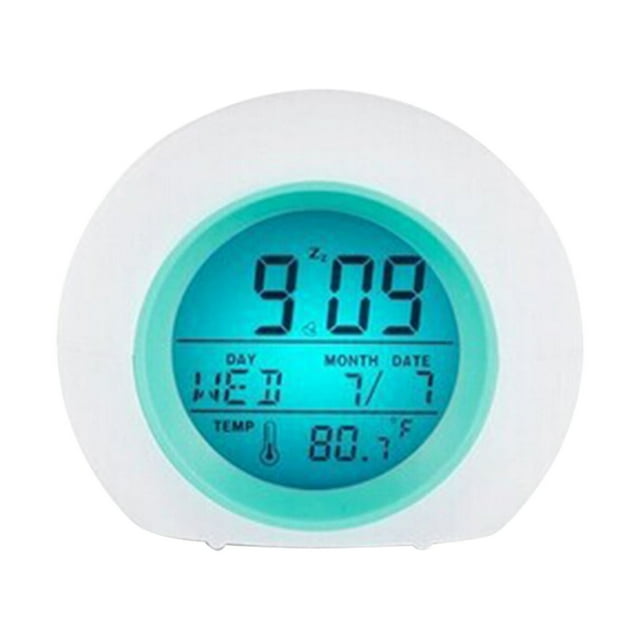 Kids Alarm Clock Cute Digital Timepiece with Temperature Display and Date Change 7 Color Options for Encourage Morning Wake-Up in Bedroom for Children