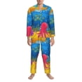 thumbnail image 3 of Naloa Submarine And Landscape Men’s Pajamas Set - Long Sleeve Button Down Sleep Shirt and Pajama Bottoms Sleepwear Set-Large, 3 of 7
