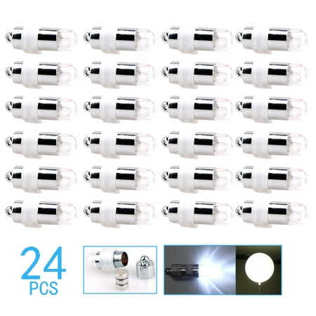 Waterproof Paper Lanterns Waterproof Reusable 24 LEDs Mini Light Up Balloons Paper Lantern Bulb Floral for Wedding Party Decoration,White ()