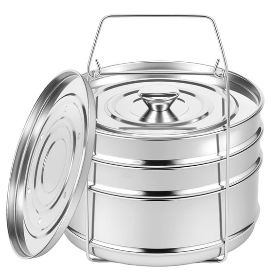 3 Tier Steamer Insert Pan 304 Stainless Steel Pressure Cooker Insert Pan Large Capacity Pressure Cooker Accessories for Steaming Vegetable Fish Meat