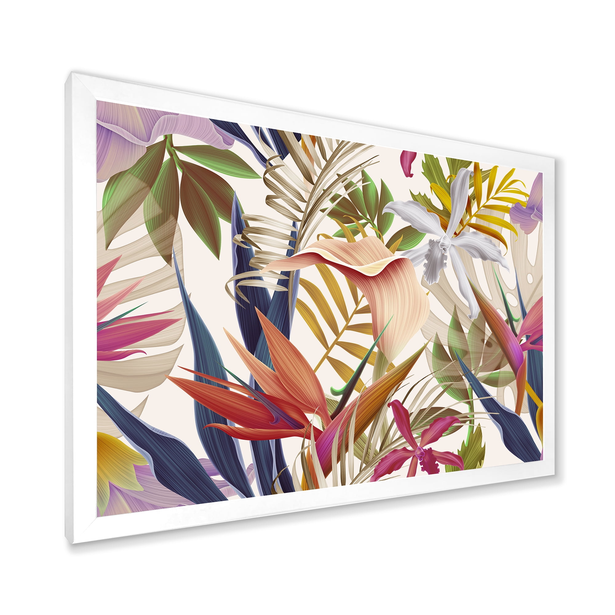 Designart 'VIntage Tropical Flowers VIII' Tropical Framed Art Print