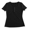 thumbnail image 3 of yunLCZ Basic T Shirts 2025 New Women's Square Collar Up T Shirt, 3 of 4