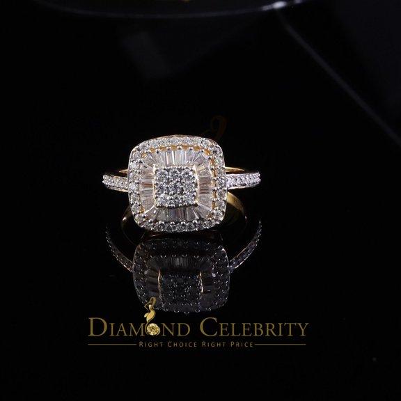 Diamond Celebrity's Womens 925 Sterling Yellow Silver 1.00ct VVS 'D' Moissanite Square Rings Size 7