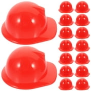 FRCOLOR Miniature Construction Hat Decorative Plastic Safety Helmet for Dolls Pets and Cake Toppers Red 20 pcs