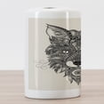 thumbnail image 3 of Celtic Ceramic Toothbrush Holder, Sharp Eyed Fox Head Portrait Celtic Pattern Style Image, Decorative Versatile Countertop for Bathroom, 4.5" X 2.7", Black Ecru, by Ambesonne, 3 of 4