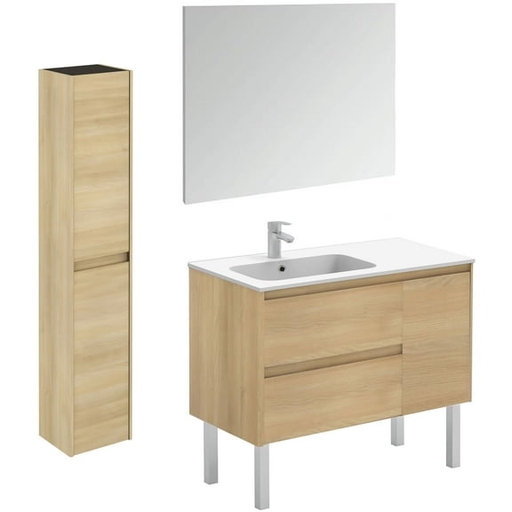 Ws Bath Collections Ambra 90F Pack 2 Ambra 36" Free Standing Single Basin Vanity Set -