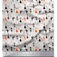 thumbnail image 1 of Soimoi Polyester Crepe Fabric Cat Animal Print Fabric by The Yard 42 Inch Wide, 1 of 3