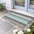 thumbnail image 2 of Boho Geometric Doormat Outdoor Entrance 24"x36", Turquoise Green Brown Tribal Stripes Absorb Moisture Dirt Door Mats, Non-Slip Rubber Backing Floor Mats Indoor, Low-Profile Front Door Rugs, 2 of 9
