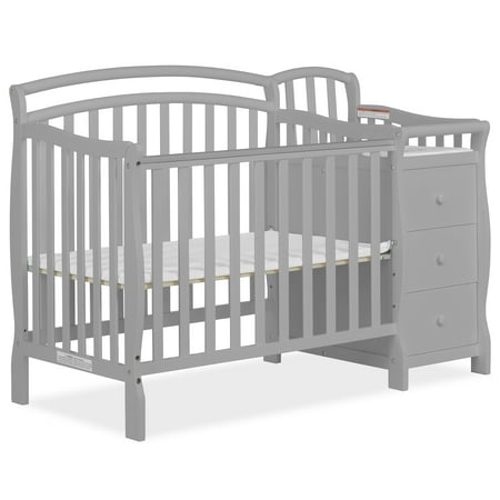 Dream On Me Casco 4-in-1 Mini Crib and Dressing Table, Pebble Grey