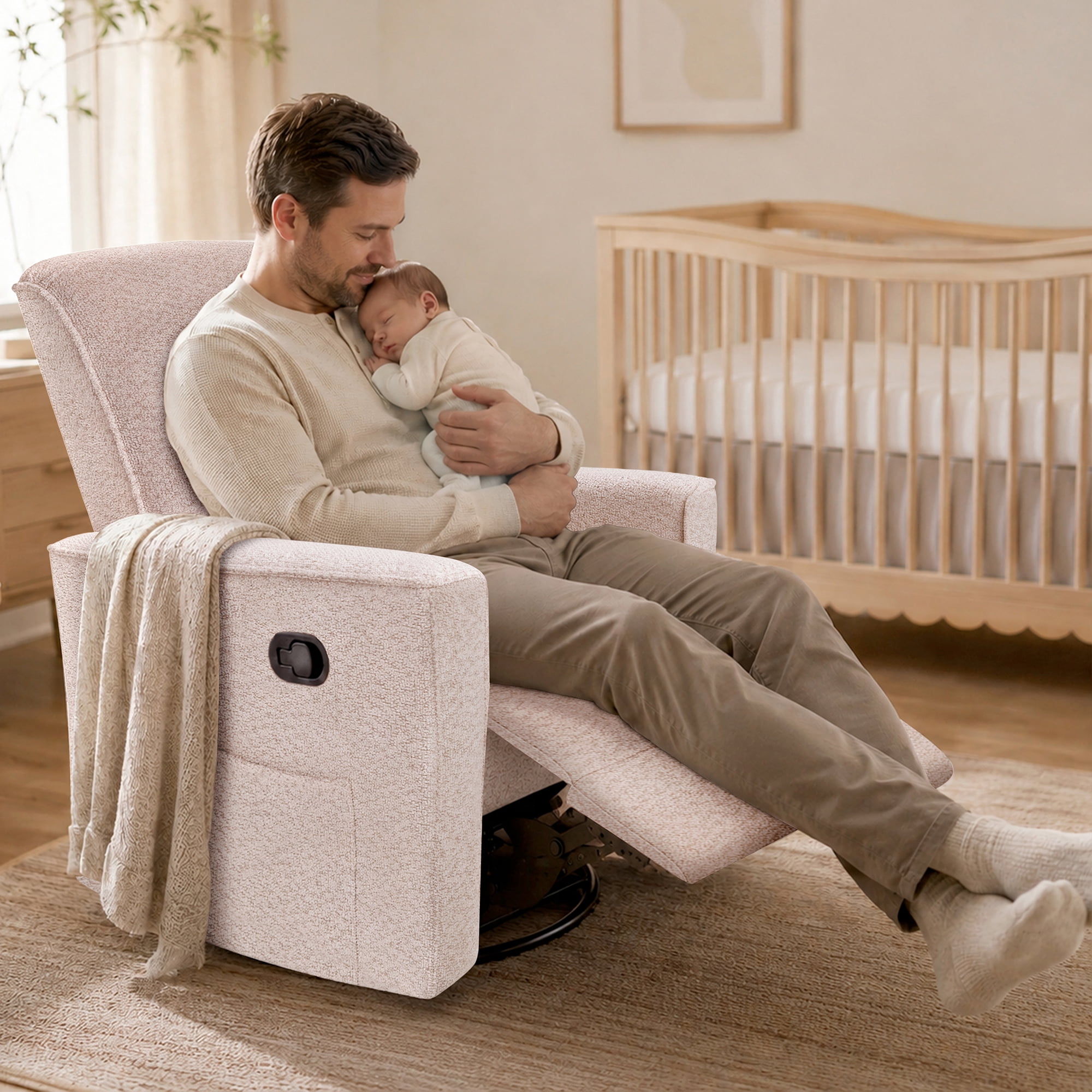 Evolur Raleigh Basic Glider |Recliner| Rocker, Ballet Pink
