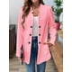 thumbnail image 5 of Blazer de Mujer con Cuello Alto, Informal, de Larga, Cruzado, Elegante, para Oficina y Negocios Rosa L, 5 of 9