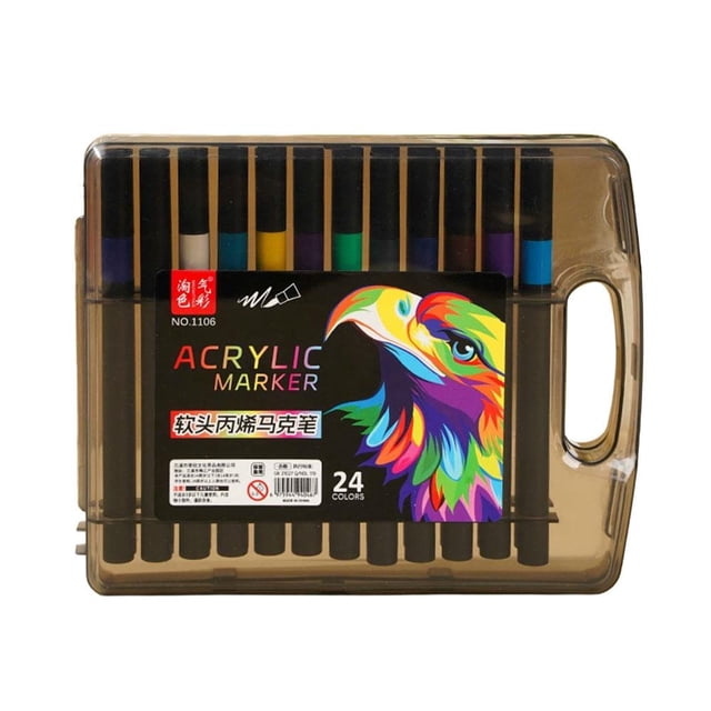 24/48 Colors Acrylic Paint Pens, Soft Brush Tip Acrylic Marker Pens