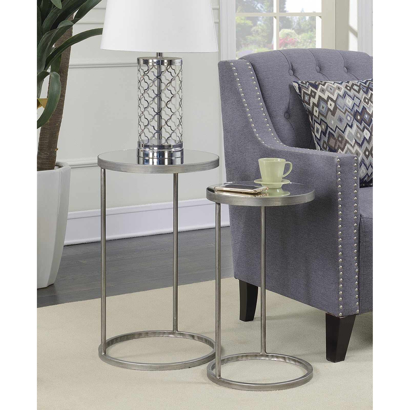 Convenience Concepts Gold Coast Julia Round Nesting Mirror End Tables
