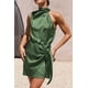 thumbnail image 4 of Vestido PRETTYGARDEN Verde Militar de Satén Sin Mangas con Cuello Simulado Talla S, 4 of 8
