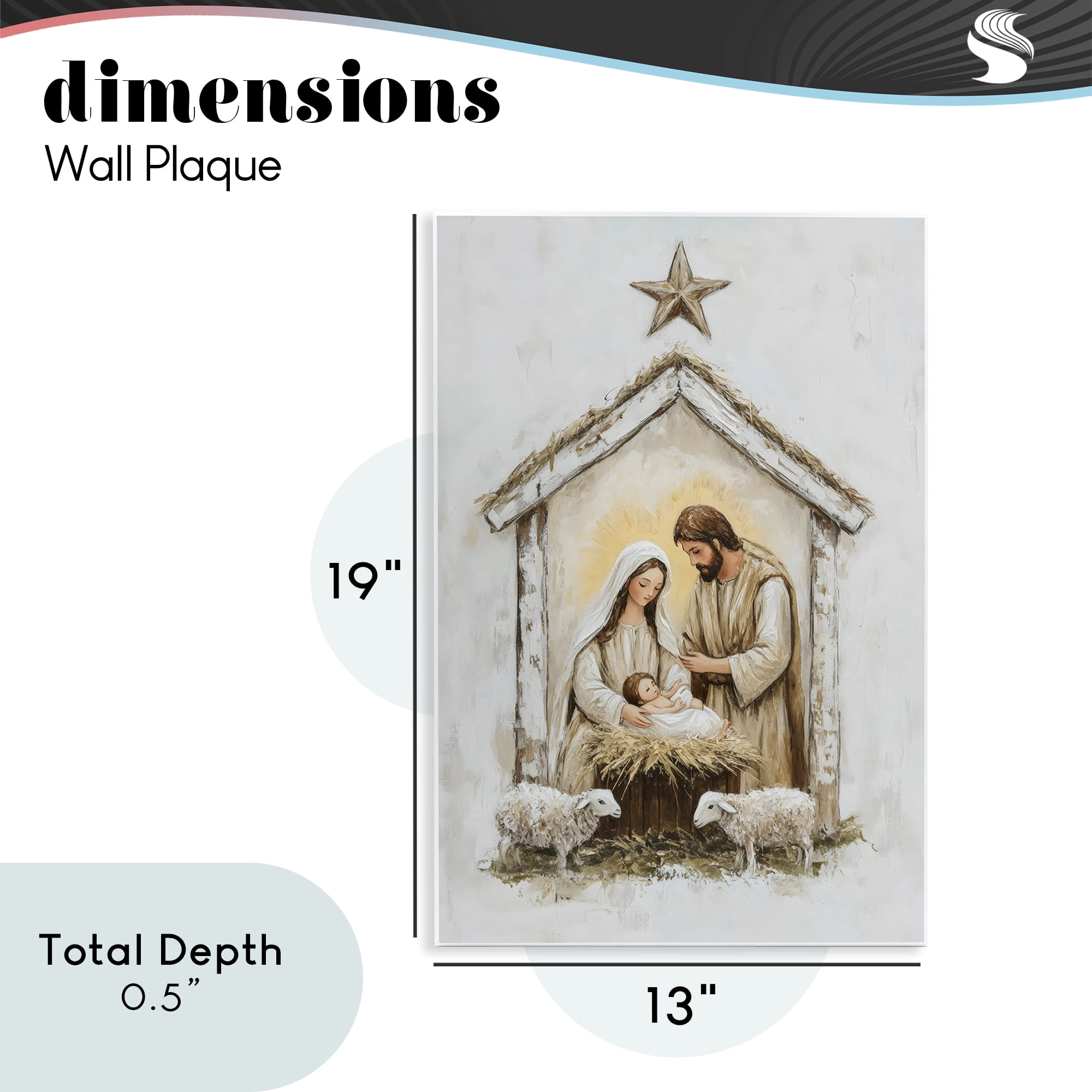 Little Lambs & Nativity Wall Plaque Art, design by Petal Prints Design