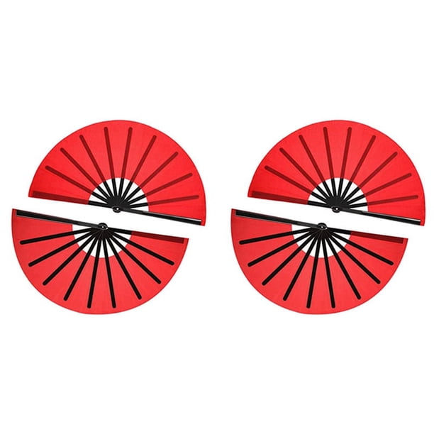 4 Piezas Abanico Plegable Grande Abanico Plegable de Mano de Tela de Nylon Abanico de Tai Abanico de Mano Plegable de Decoración para Favores de Fiesta (Rojo)