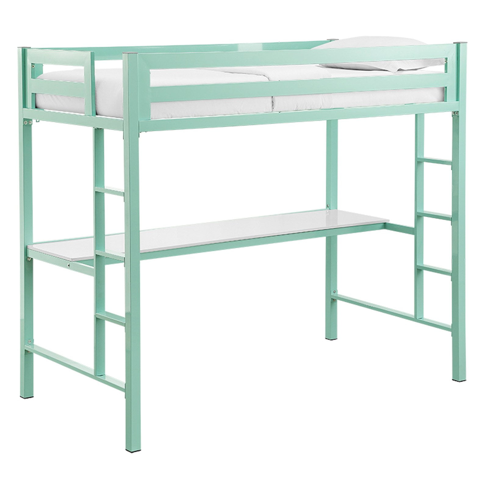 Walker Edison Bentley Twin Metal Loft Bed With Workstation Com