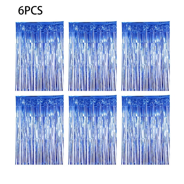 pitrice 6 Pcs Rideau de Fête Pailleté Métallique pour Anniversaire Mariage Baby Shower Bleu