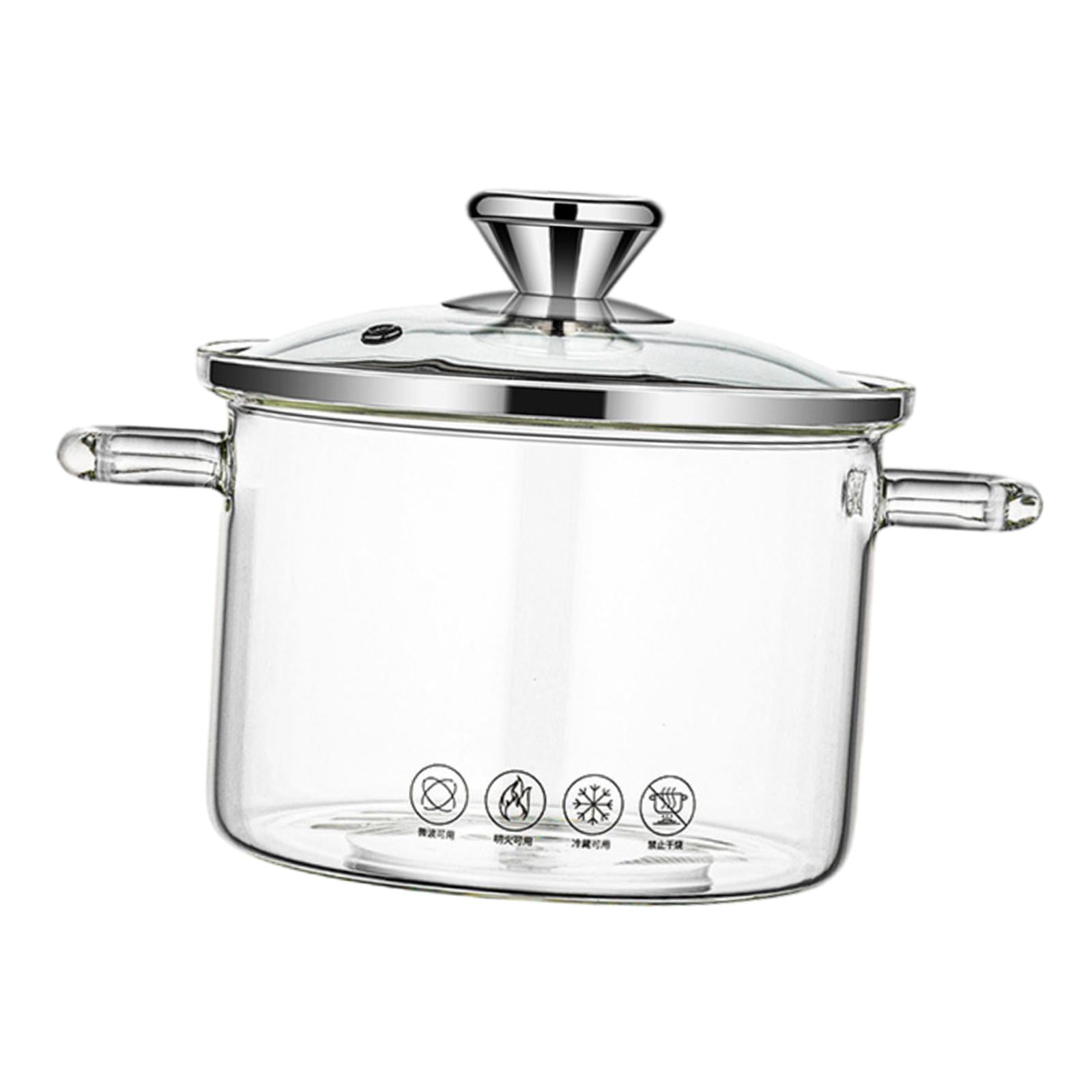 Glass Cooking Pot with Lid - 2L(68oz) Heat Resistant Borosilicate