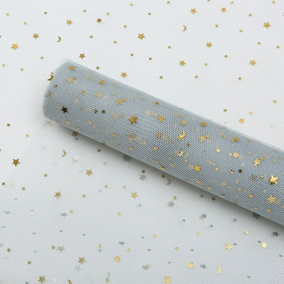 Nvzi hot gold glitter, starry moon gauze, flower bag, flower shop, floral materials, durable and not easy to break, starry moon decoration (hazy blue)