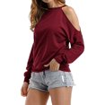thumbnail image 2 of Womens Halter Neck Top Cut Out Shoulder Blouse Sweatshirts, 2 of 7