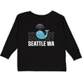 thumbnail image 3 of Inktastic Seattle Washington Cute Whale Travel Boys or Girls Long Sleeve Toddler T-Shirt, 3 of 5