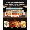 thumbnail image 2 of VEVOR Commercial Food Warmer, 1500W Electric Stainless Steel Steam Food Warmer with Glass Cover, 6 x 1/2 Size Pans Buffet Bain Marie with Soup & Perforated Ladles, 2 of 9