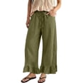 thumbnail image 2 of Breezora High Waisted Straight Leg Linen Pants for Women Barrel Style Wide Leg Casual Trousers Lightweight Summer Pull On Bottoms with Back Pockets, 2 of 5