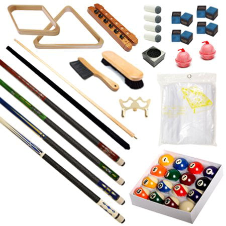 Pool Table - Premium Billiard 32 Pieces Accessory Kit - Pool Cue Sticks Bridge Ball