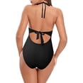 thumbnail image 2 of Halter Halter V-Cuello en V Una Pieza Traje de baño Bajo Baño Baño Atractivo Monokini Negro CH Negro CH Xishao ropa, 2 of 2