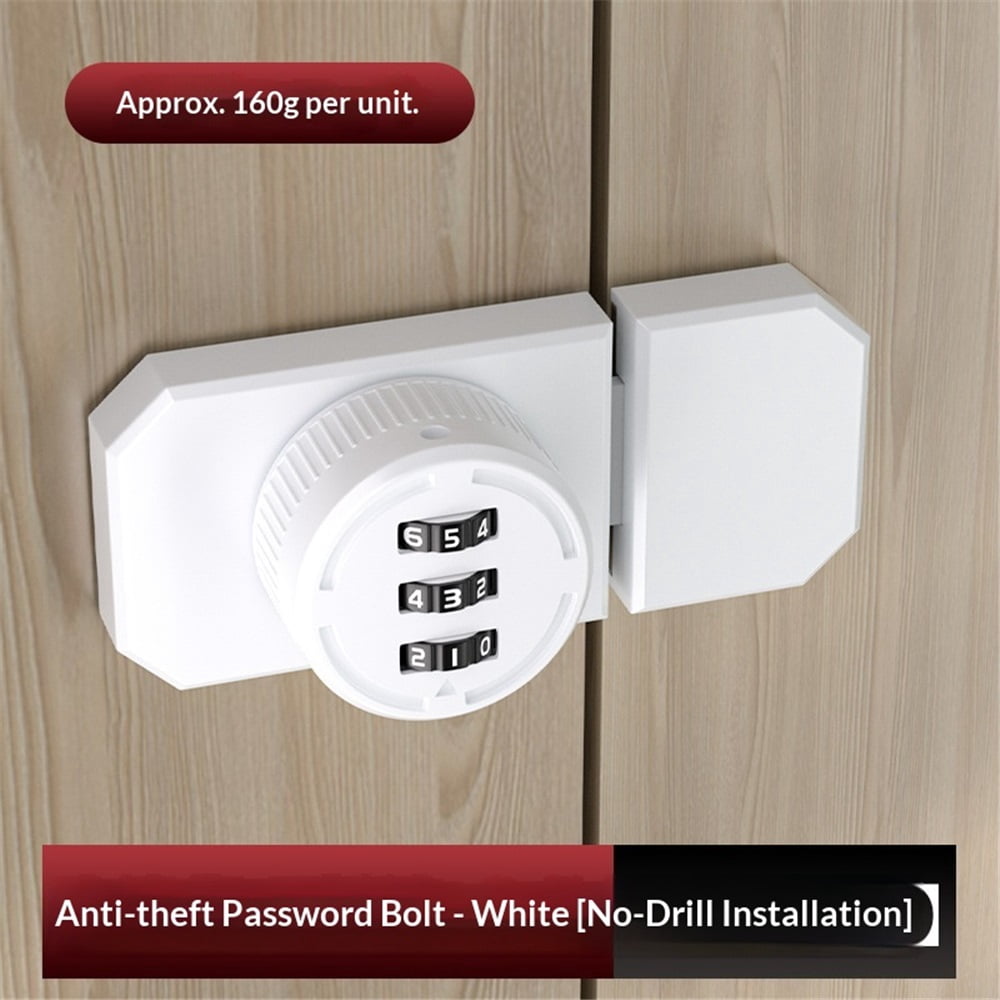 2 pack Cabinet Combination Door Lock, Mechanical Keyless 3-Digit Password Safety Locks, Stick-on Combination Latch for Locker, Barn, One-Way Door, Closet, Drawer（white）