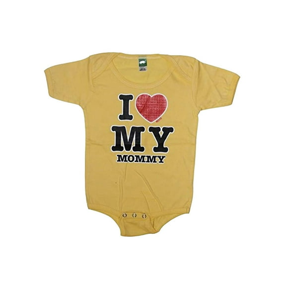 Cute Baby I Heart My Mommy Bodysuit T Shirt, Yellow 18M