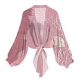 thumbnail image 3 of CFLVAEK Womens Lightweight Bolero Cardigan Shrug Sheer Tie Front Cropped Top Thin Long Sleeve Cardigans for Dress Multicolor XXL, 3 of 7