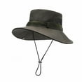 thumbnail image 3 of 2 Pack Mens Womens Sun Hats with Strap Wide-Brim Sun-Protection Bucket-Hat Unisex Casual Solid Color Breathable Hollow-Out Quick-Drying Fishing Hiking Cap, 3 of 7