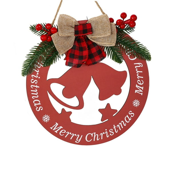 Adornos colgantes de madera para Navidad, decoración de pared navideña para puerta de entrada, corona redonda de bienvenida, percha de madera con luces, decoración diaria para puerta de