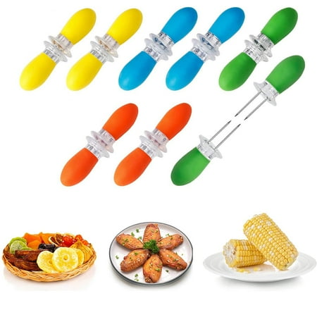 

Zeeyh 16 Piece Stainless Steel Corn Cob Holder with Silicone Handle Interlocking Design BBQ Forks Suitable for BBQ Party Camping