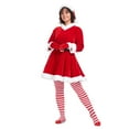 thumbnail image 4 of Women's Miss Santa Costume Mrs. Claus Outfit Dress+ Belt+Hat+Gloves+Socks Set 5Pcs Christmas Party Cosplay Costume -S, 4 of 7