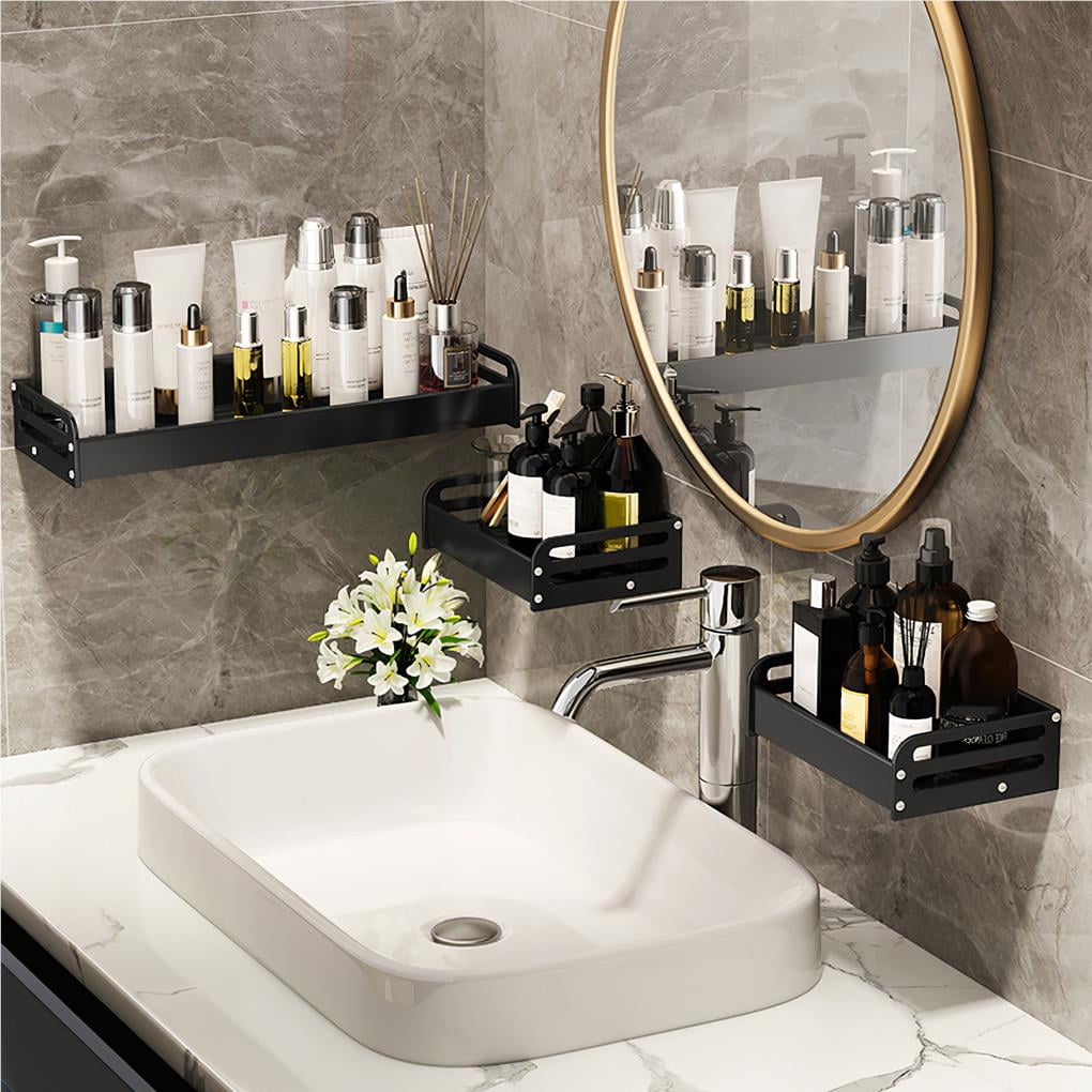 4-Piece Wall-Mounted Bathroom Storage Rack, Modern Compact Organizer