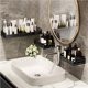 thumbnail image 3 of Estante de almacenamiento para baño montado en la pared Soporte decorativo para baño Organizador de ducha multiusos con pegamento que no deja Juegos de accesorios de baño Negro 20 centímetros Ounissouiy HA027036-02, 3 of 6