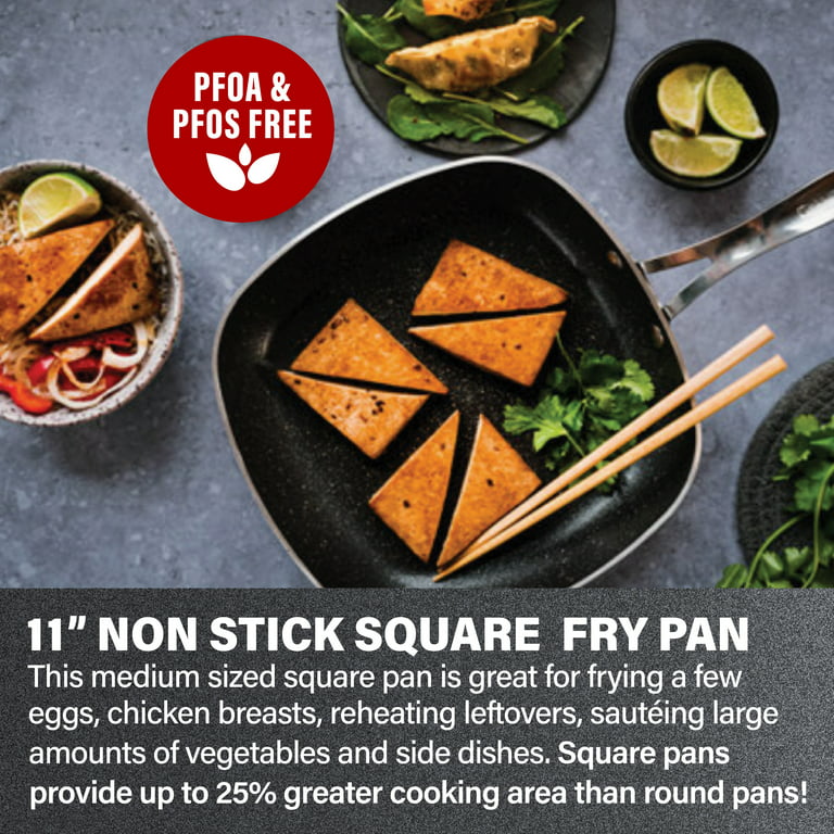 Granite Stone Diamond 11 Ultimate Nonstick Triple-Coated Square Frying Pan  – As Seen on TV!
