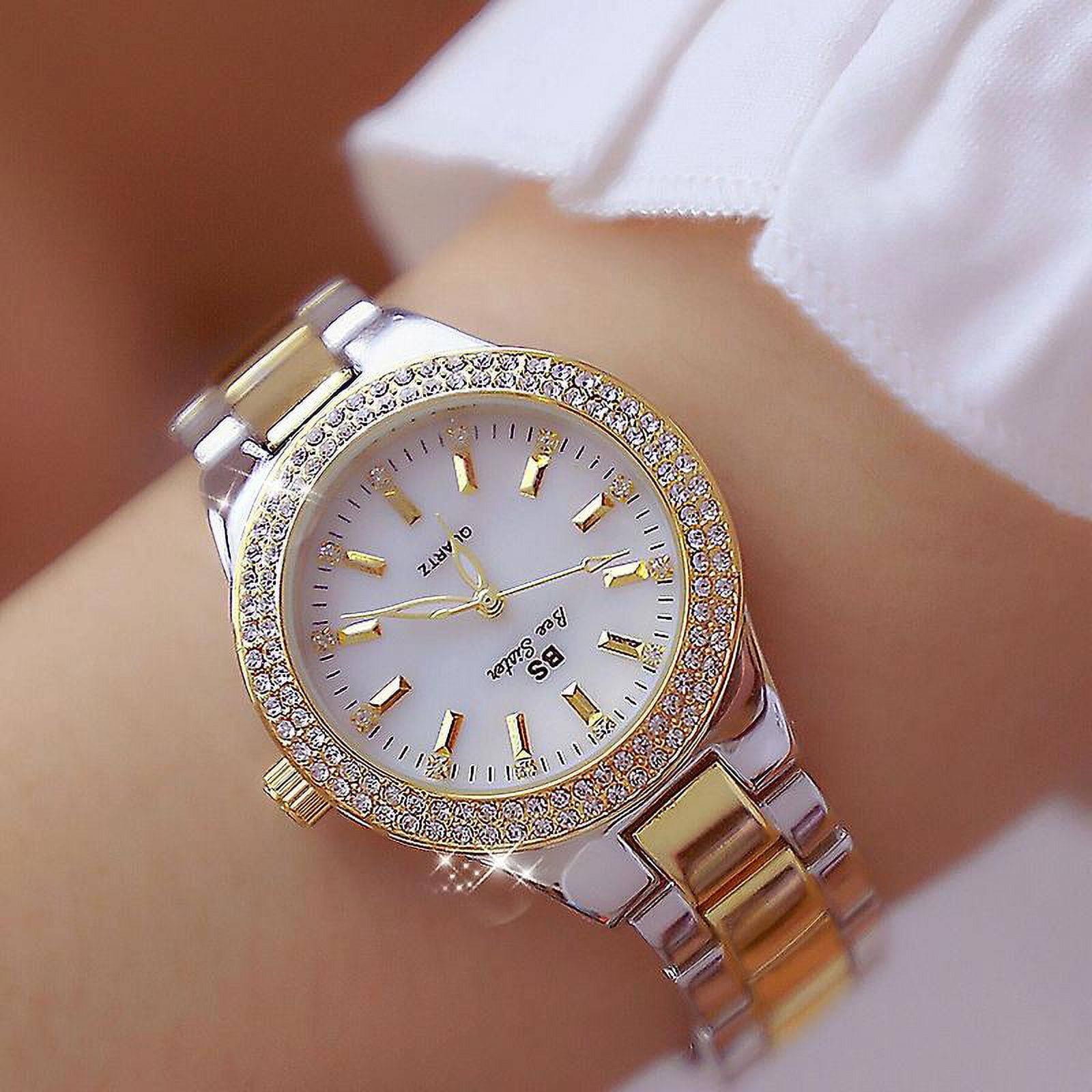 Bs Bee Sister Fa1258 Women Round Case Diamond Alloy Strap Watch interval Gold Interval Gold Walmart