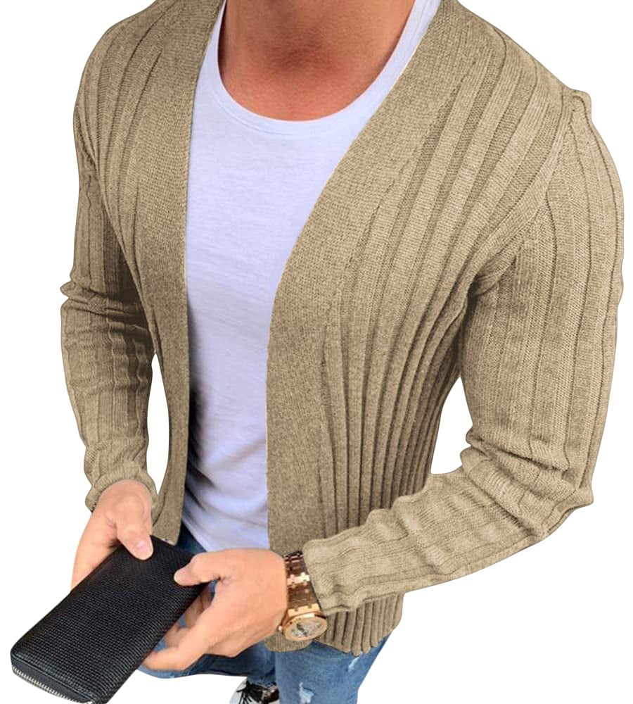 Saodimallsu Men Sweaters Long Sleeve Knit Open Front Cardigans