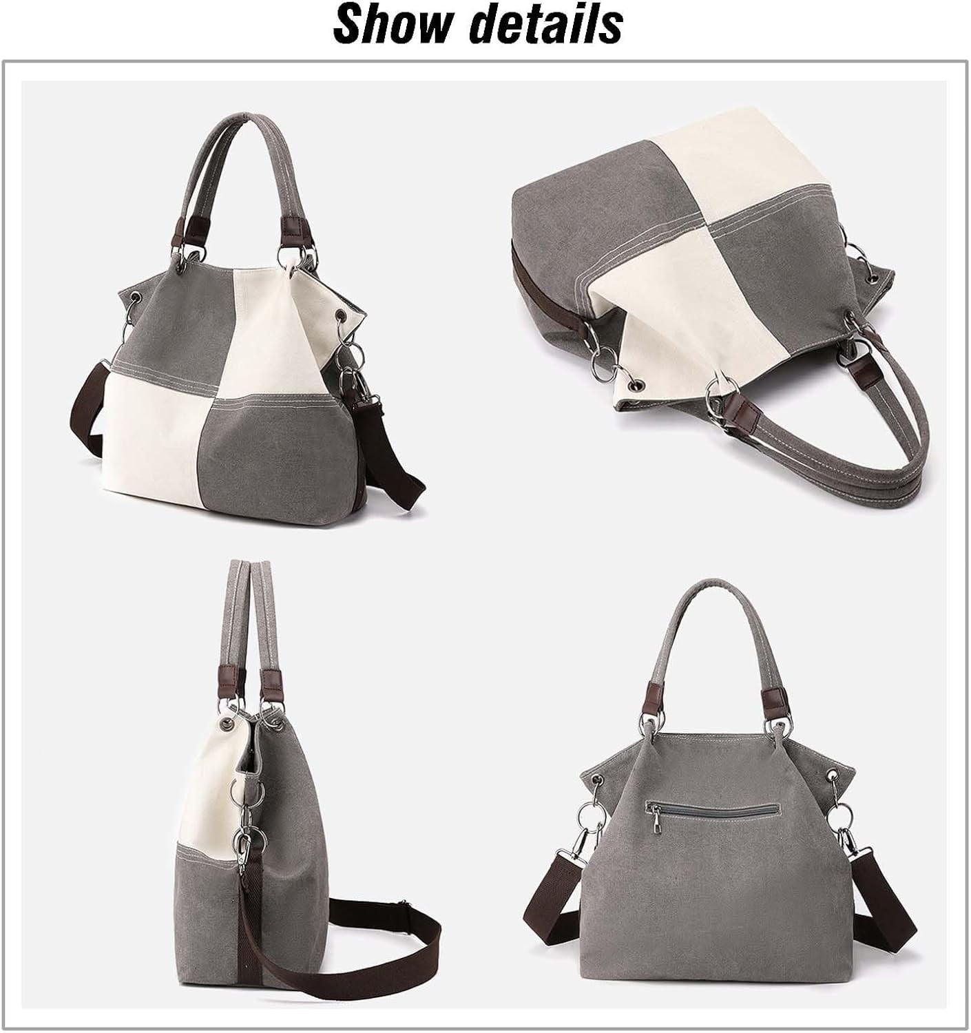 Canvas Crossbody Bag for Women Patchwork color collision Vintage Multi-pocket Work Shoulder Crossbody Bag for Womens