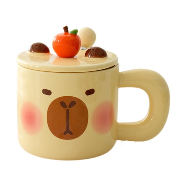 Taza de café de cerámica reutilizable, regalo de cumpleaños, taza de café para dormitorio, taza de té con asa Amarillo